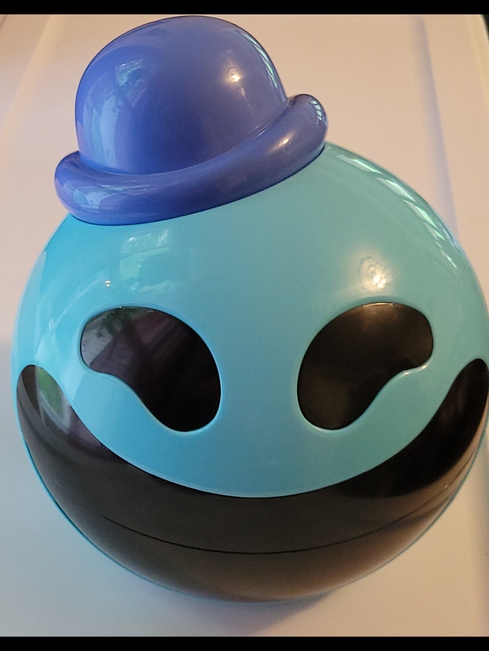 Doey Light Blue Smiley Play Figure with Purple Hat - Kids Storage Toy